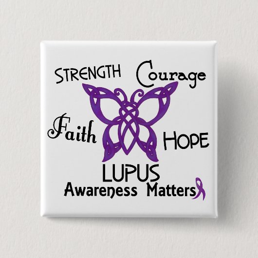 Lupus Celtic Butterfly 3 Vierkante Button 5,1 Cm (Voorkant)