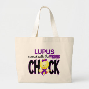 Lupus die met de verkeerde kuiken is gecommuniceer grote tote bag