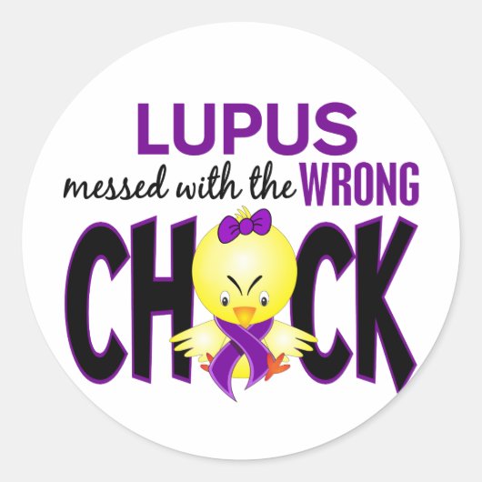 Lupus die met de verkeerde kuiken is gecommuniceer ronde sticker (Voorkant)