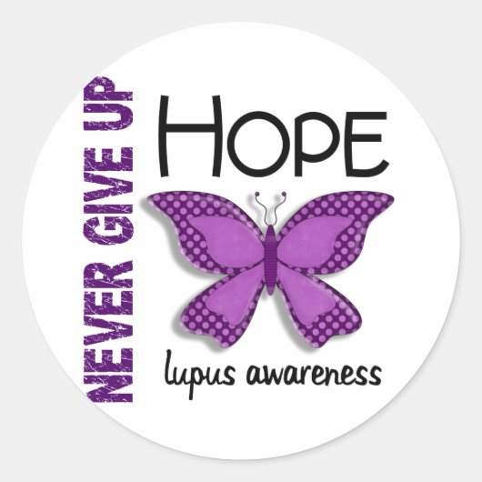 Lupus geeft nooit Hope Butterfly op 4.1 Ronde Sticker (Voorkant)