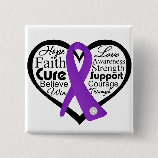 Lupus Heart Ribbon Collage Vierkante Button 5,1 Cm (Voorkant)