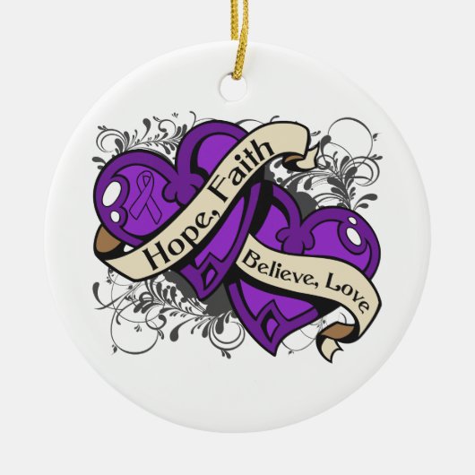 Lupus Hope Faith Dual Hearts Keramisch Ornament (Voorkant)