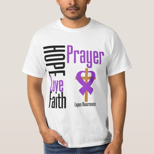 Lupus Hope Love Faith Prayer Cross T-shirt (Voorkant)