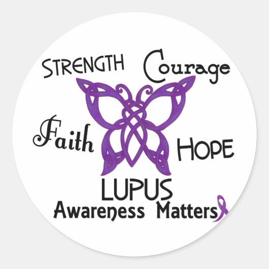 Lupus Keltische vlinder 3 Ronde Sticker (Voorkant)