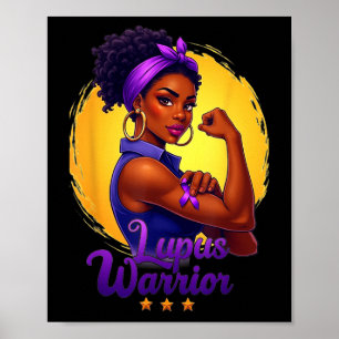 Lupus Krijger Afro Zwarte Vrouw Draagt Paarse Lint Poster