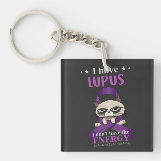 Lupus Krijger Grumpy Cat Sleutelhanger |  Grappige (voorkant)