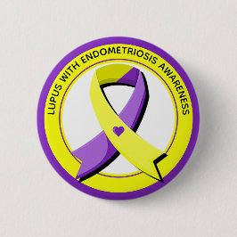 Lupus met Endometriose Awareness Hart Ronde Button 5,7 Cm