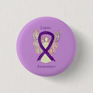 Lupus Paars Awareness Ribbon Angel Custom Art Pin Ronde Button 3,2 Cm