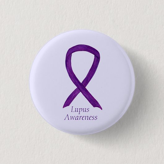 Lupus Paars Awareness Ribbon Custom Art Pin Ronde Button 3,2 Cm (Voorkant)