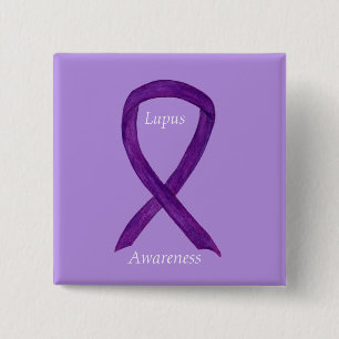 Lupus Paars Awareness Ribbon Custom Art Pin Vierkante Button 5,1 Cm