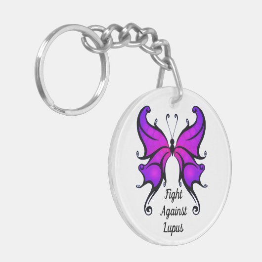 Lupus Paarse Vlinder UW AFBEELDING Foto Sleutelhan Sleutelhanger (Voorkant Links)