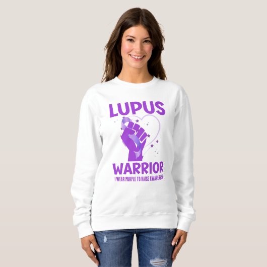 LUPUS WARRIOR Paarse Aangepaste Bewustmaking Trui (Voorkant volledig)