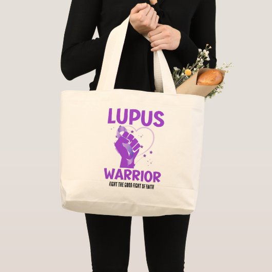 LUPUS WARRIOR Paarse bewustmaking maand Grote Tote Bag (Voorkant (product))