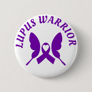 Lupus Warrior Paarse Bewustzijnslint Ronde Button 5,7 Cm