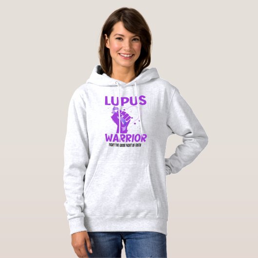 LUPUS WARRIOR Paarse lint bewustmaking Hoodie (Voorkant volledig)