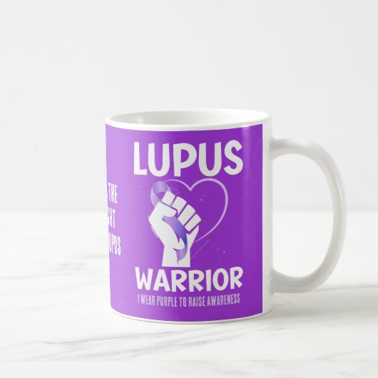 LUPUS WARRIOR Paarse lint bewustmaking Koffiemok (Rechts)