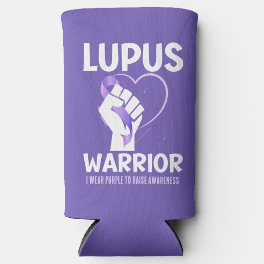 LUPUS WARRIOR Paarse lint bewustmaking Seltzer Blikjeskoeler (Voorkant)