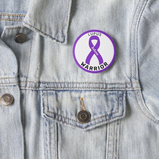 Lupus Warrior Ribbon White Button (In situ)