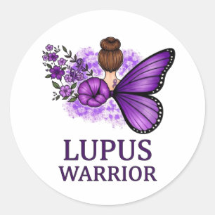 Lupus Warrior Vlinder Sticker   Paarse Bewustwordi