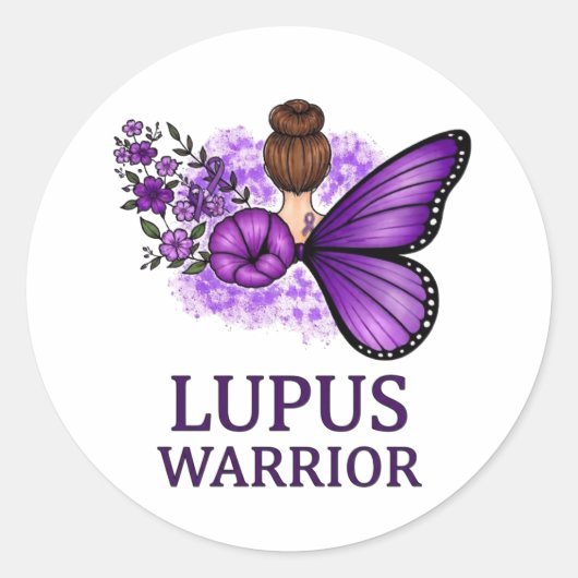 Lupus Warrior Vlinder Sticker | Paarse Bewustwordi (Voorkant)