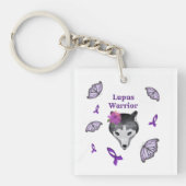 Lupus Warrior Wolf Paarse lintvlinder Sleutelhanger (voorkant)