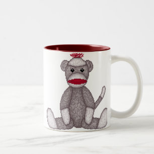 Lura's Sock Monkey-Mok Tweekleurige Koffiemok