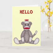 Lura's Sock Monkey Note Kaart (Gele Bloem)