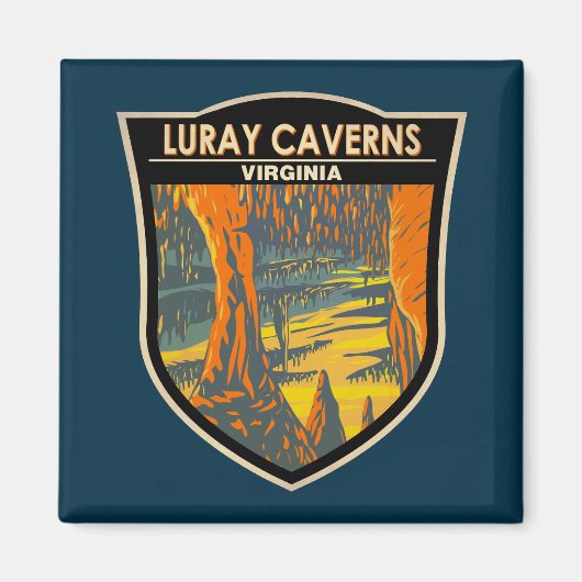 Luray Caverns Virginia Travel Art Badge Magneet (Voorkant)