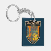 Luray Caverns Virginia Travel Art Badge Sleutelhanger (Voorkant Links)