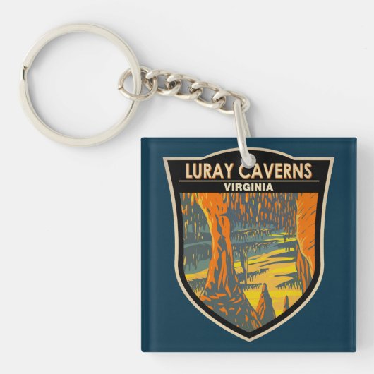 Luray Caverns Virginia Travel Art Badge Sleutelhanger (Voorkant)