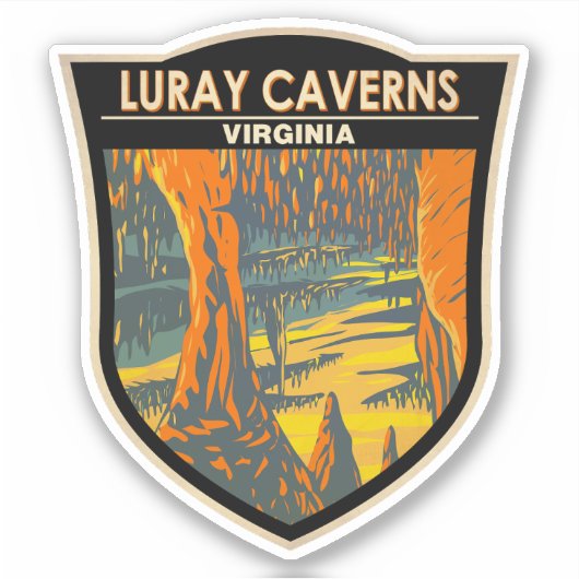 Luray Caverns Virginia Travel Art Badge Sticker (Voorkant)