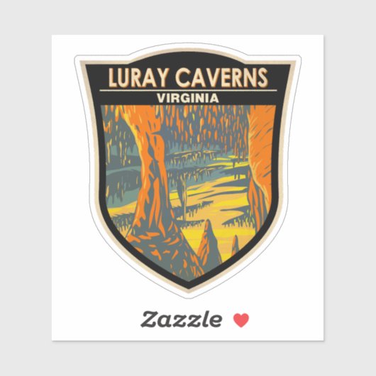 Luray Caverns Virginia Travel Art Badge Sticker (Vel)