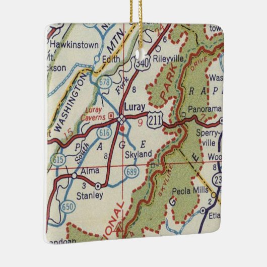 Luray VA  kaart Keramisch Ornament (Rechts)