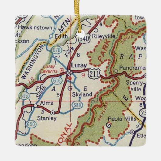 Luray VA  kaart Keramisch Ornament (Voorkant)