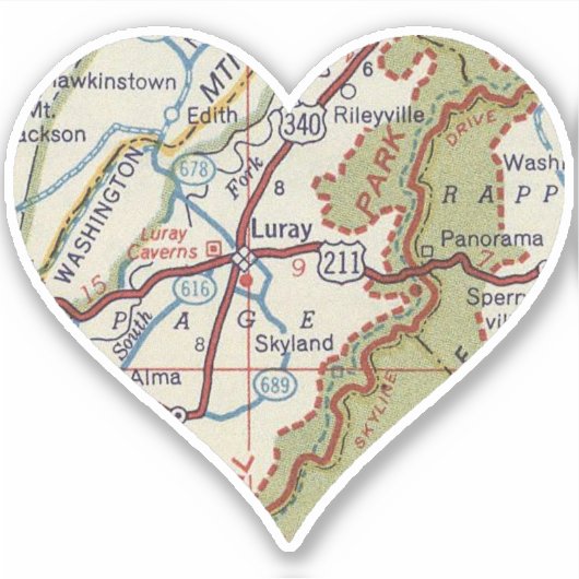 Luray Virginia  Map Sticker (Voorkant)