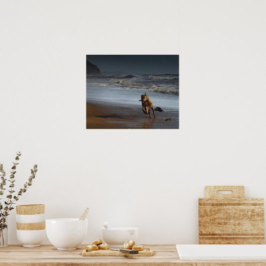 Lurcher op Beach Poster (Keuken)