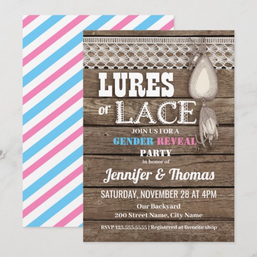 Lures of Lace baby onthullen geslacht Kaart (Voorkant / Achterkant)