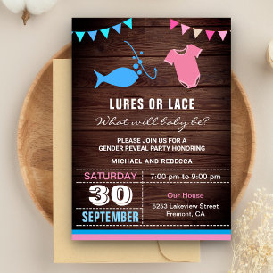 Lures or Lace Geslacht Reveal Feest Kaart