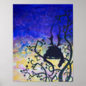 Lurking Dawn dragon silhouette fantasy art poster (Voorkant)