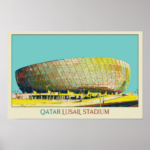 Lusail Stadium architectuur illustratie Qatar Poster