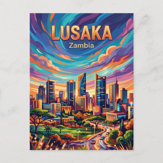 Lusaka Silhouette Zambia Briefkaart (Voorkant)