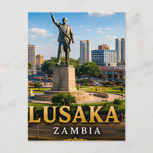 Lusaka Vrijheidsmonument en hart van Zambia Briefkaart