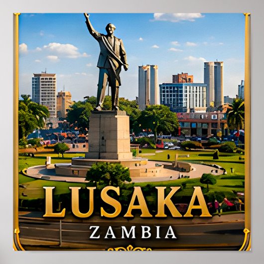 Lusaka Vrijheidsmonument en hart van Zambia Poster (Voorkant)