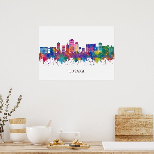 Lusaka Zambia Skyline Poster (Keuken)