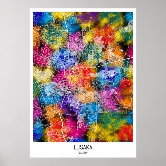 Lusaka Zambia Stadsplattegrond Poster (Voorkant)