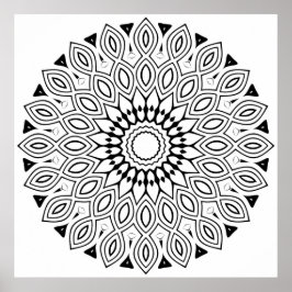 Lusbladgrens Mandala met Vloeiende Symmetrie Poster