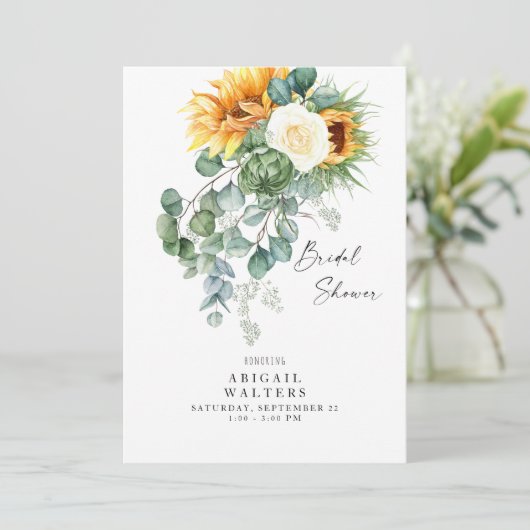 Luscieus Eucalyptus Sunflower White Vrijgezellenfe Kaart (Staand voorkant)