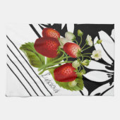 Luscieuze aardbeien op zwart-wit theedoek (Horizontaal)