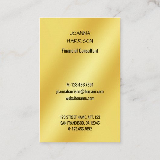 Luscious Elegant Modern Shiny Gold Foto Europees Visitekaartje (Achterkant)