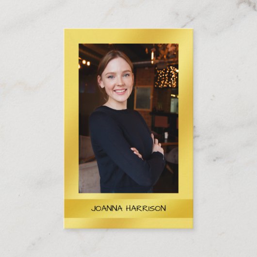 Luscious Elegant Modern Shiny Gold Foto Europees Visitekaartje (Voorkant)